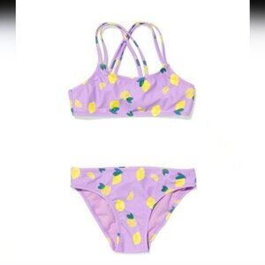 Hema girls purple bikini with lemon print size 13-14 NWOT
